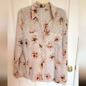 Maurices EUC XXL Floral Polka Dot Blouse